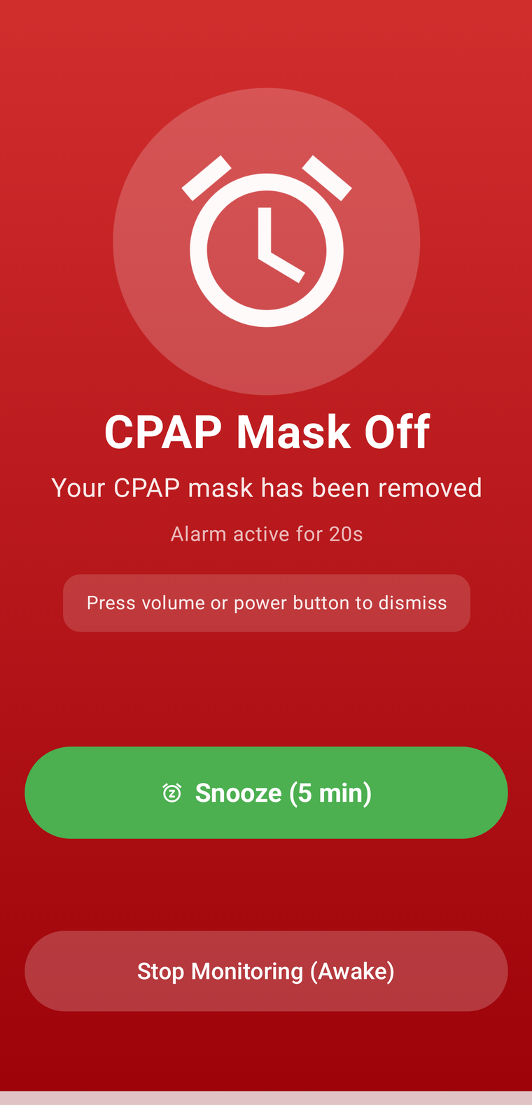 Mask-off alarm