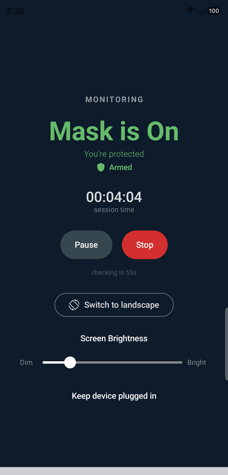 Live monitoring — mask on