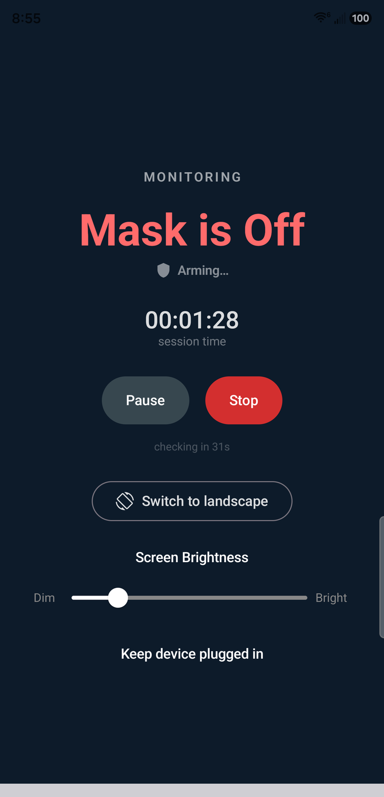 Mask off detected