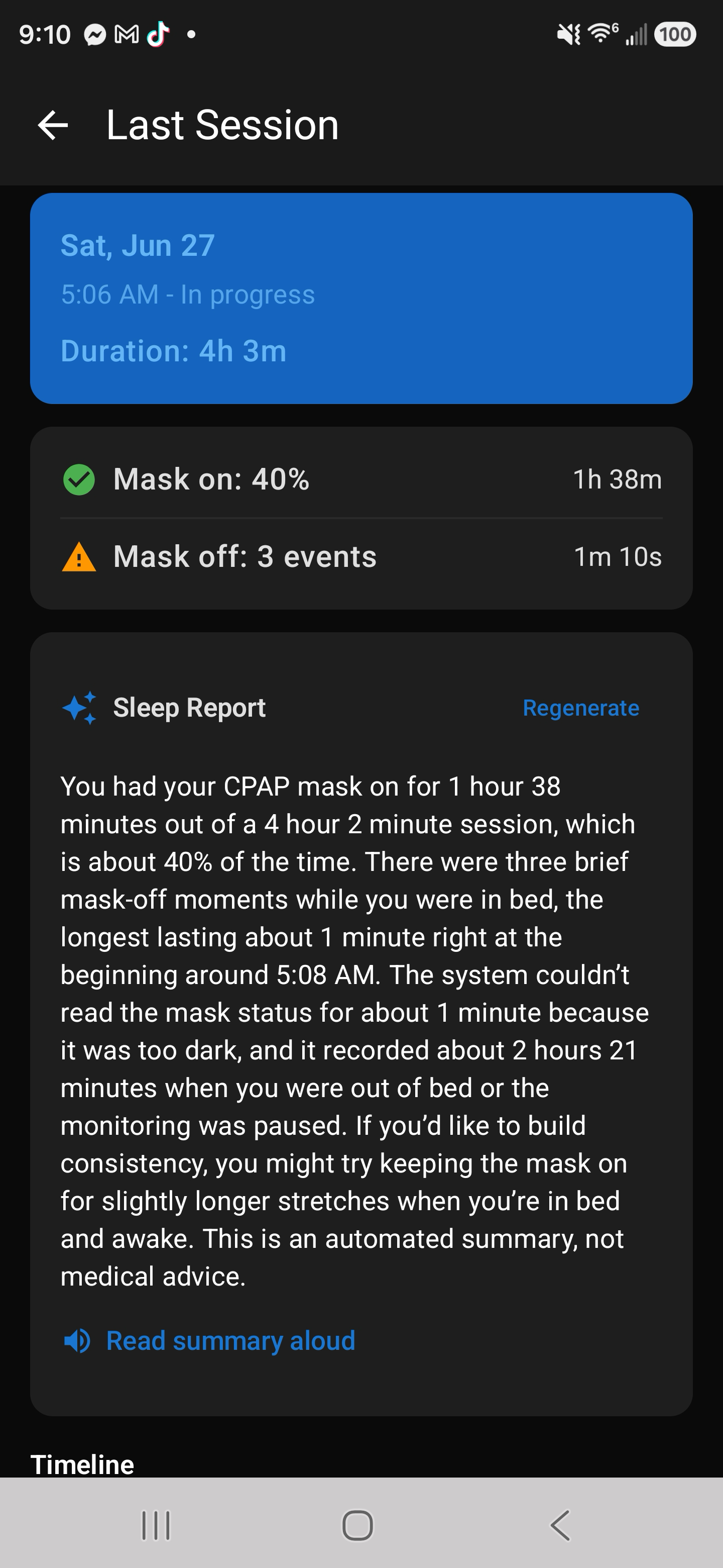 AI sleep report